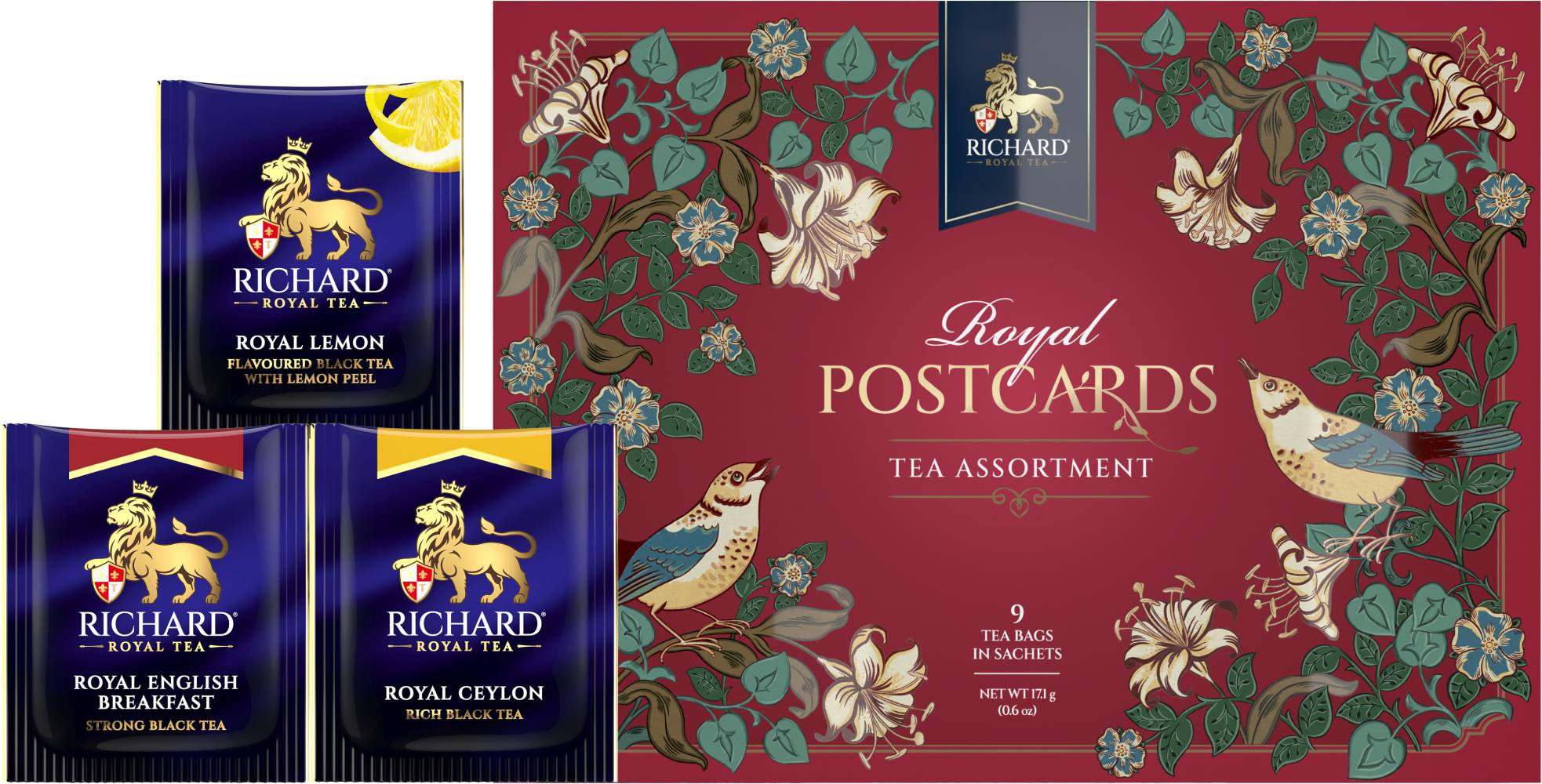 Richard ROYAL POSTCARDS TEA ASSORTMENT SPRING RED - Kombinacija čajeva, 17.1g