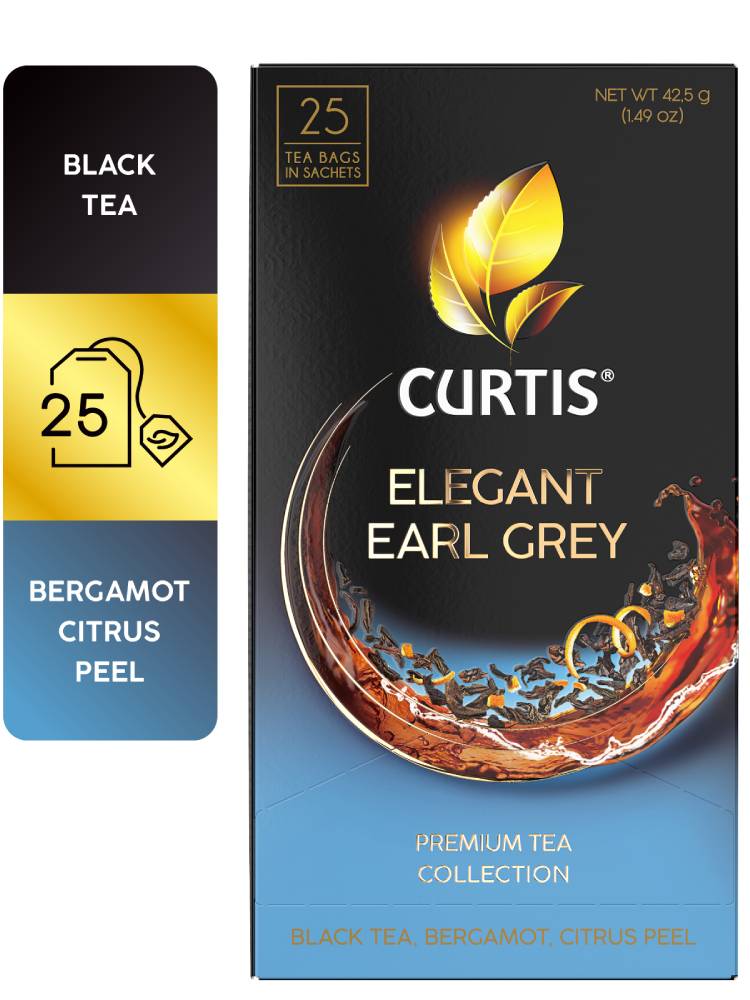 CURTIS Elegant Earl Grey - Crni čaj sa aromom bergamota i korom citrusa, 25 x 1,7g