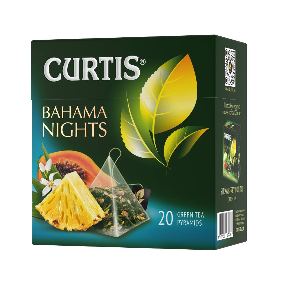 CURTIS Bahama Nights - Zeleni čaj sa ananasom i laticama cveća, 20 х 1,7 g