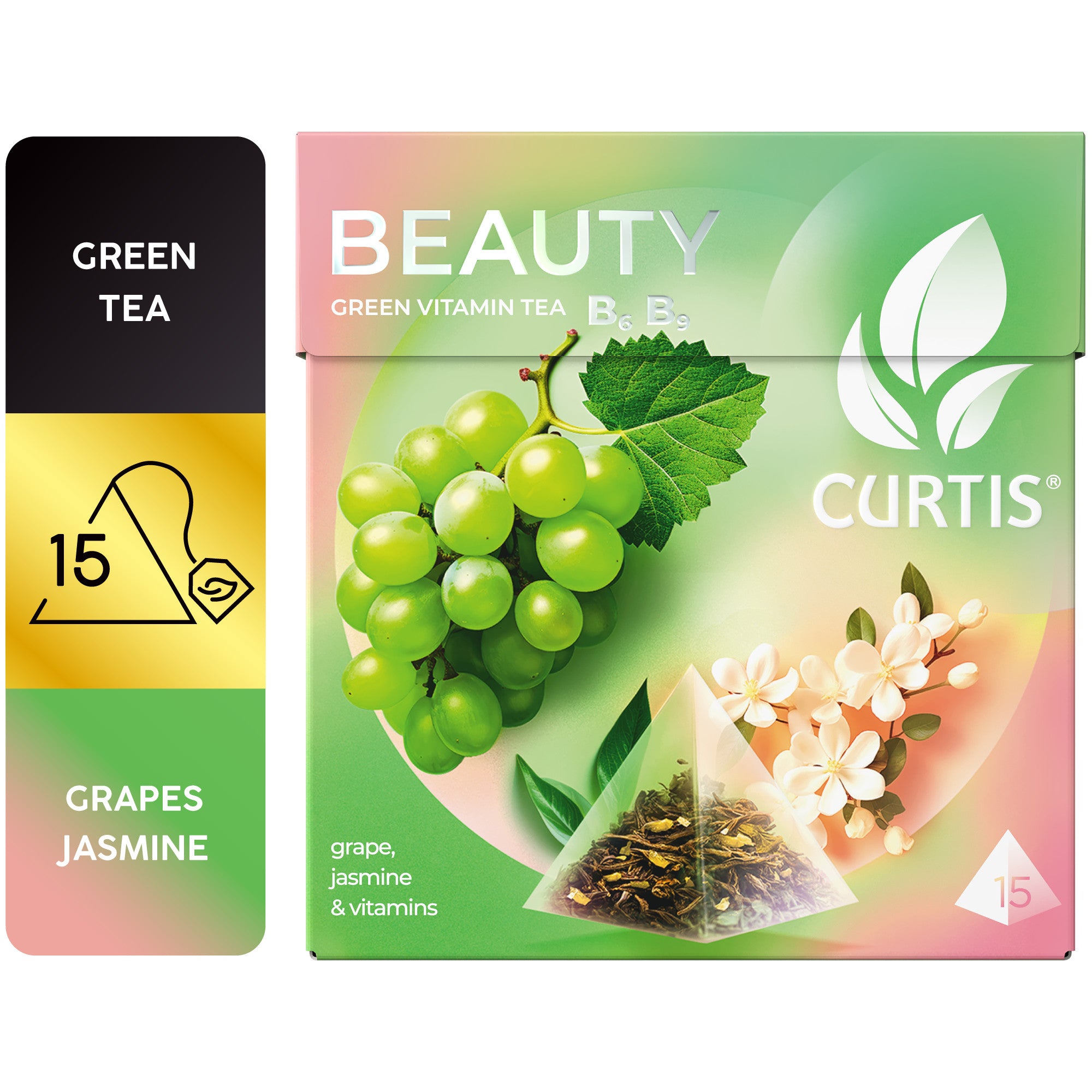 CURTIS Beauty Tea - Zeleni čaj sa laticama jasmina i komadićima grožđa, 15x1,7g
