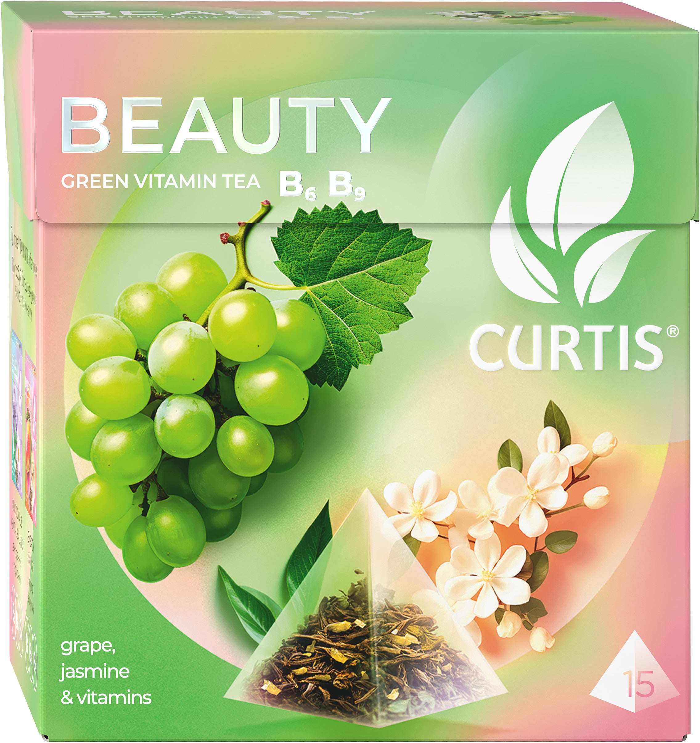 CURTIS Beauty Tea - Zeleni čaj sa laticama jasmina i komadićima grožđa, 15x1,7g