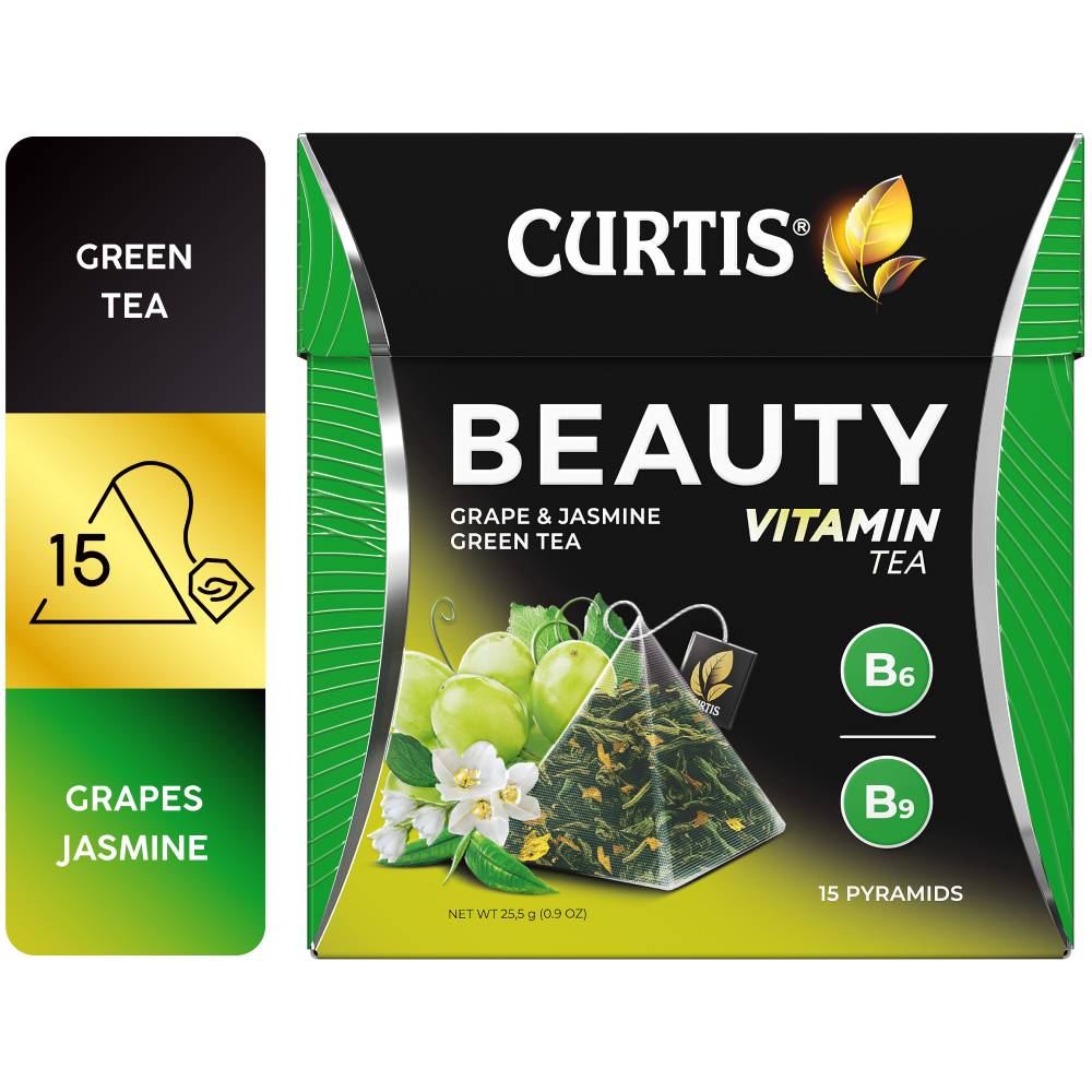 CURTIS Beauty Tea - Zeleni čaj sa laticama jasmina i komadićima grožđa, 15x1,7g