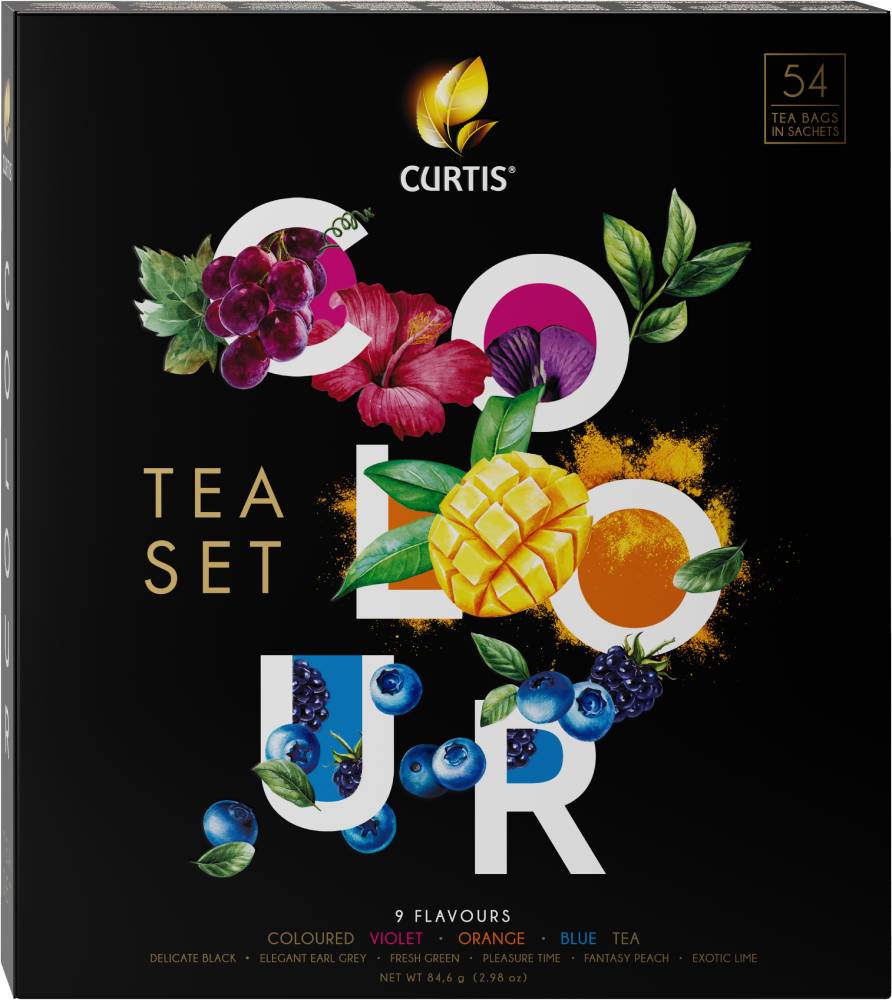 CURTIS "COLOUR TEA SET" - Kombinacija čajeva, 9 ukusa, 54 posebno pakovane kesice, 84,6g