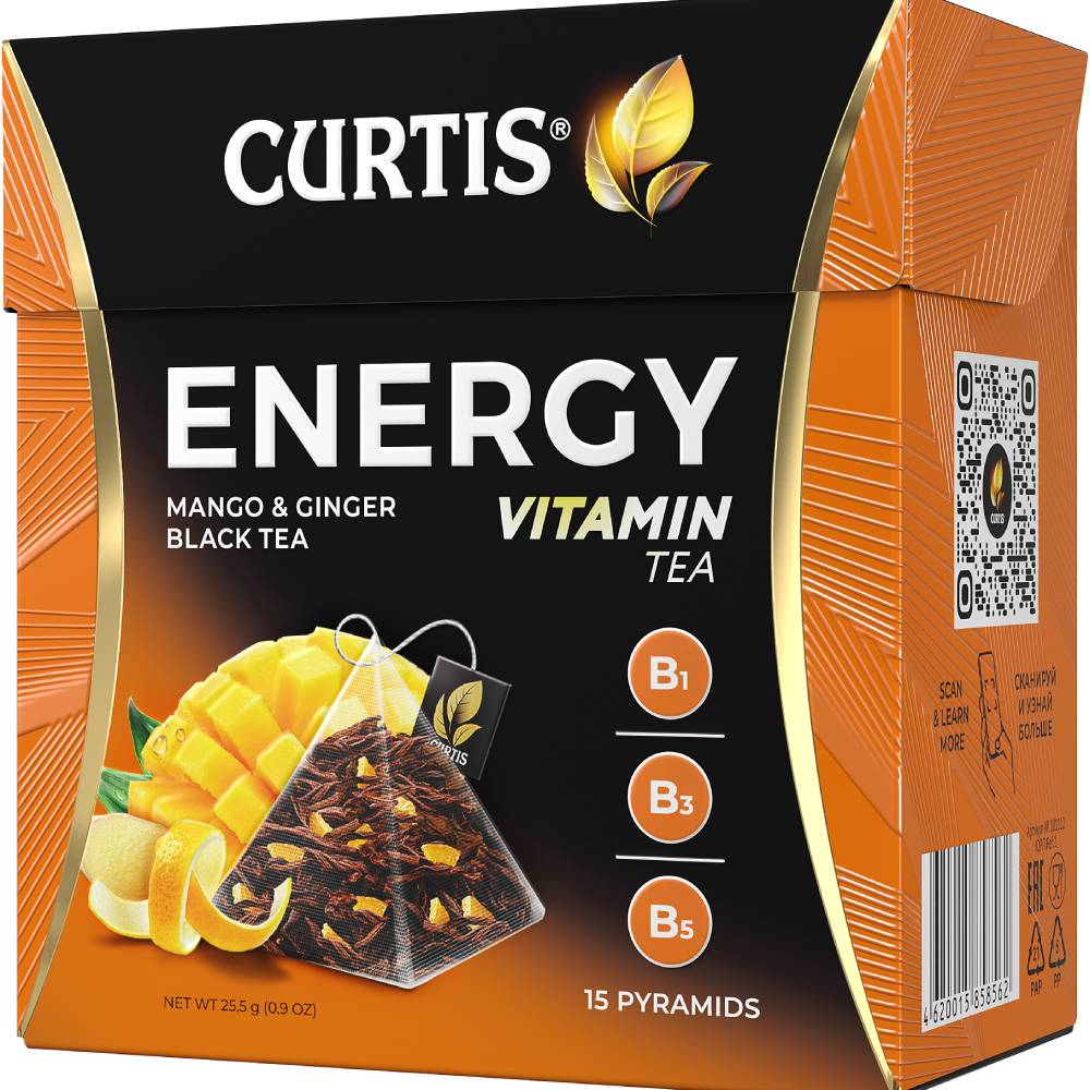 CURTIS Energy Tea - Crni čaj sa mangom i đumbirom, 15 x 1,7g