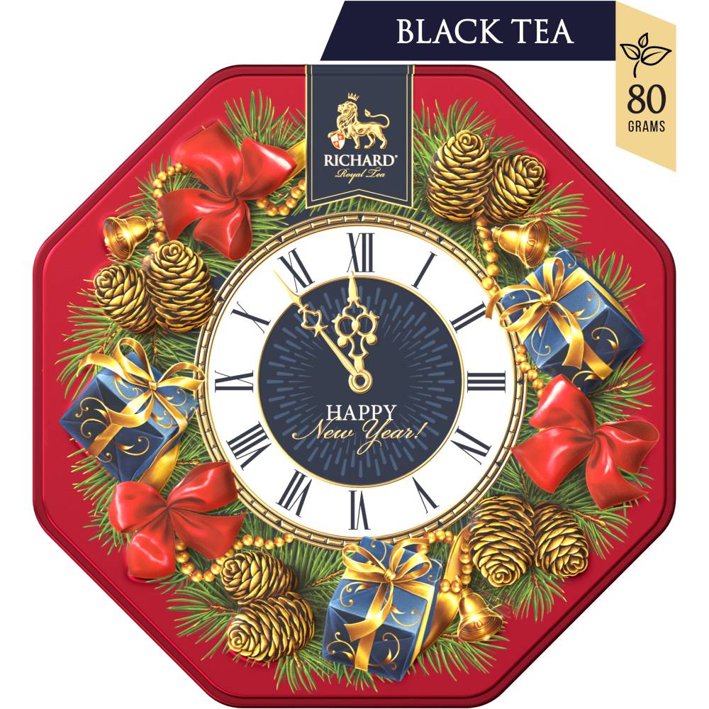 RICHARD "HAVE A SPARKLING NEW YEAR!"- Crni cejlonski čaj sa narandžom i cimetom, 80g rinfuz, RED metalno pakovanje