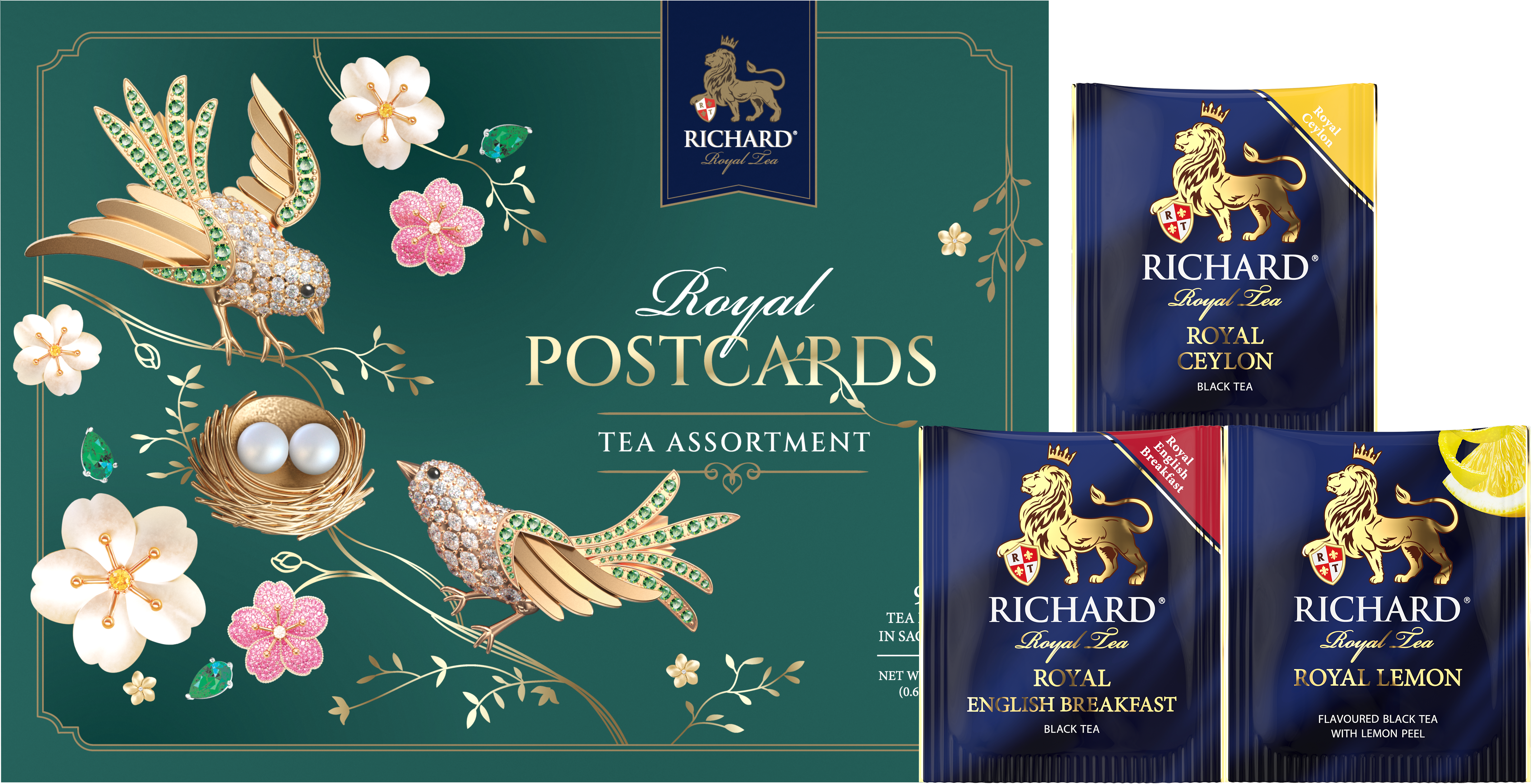 Richard ROYAL POSTCARDS TEA ASSORTMENT SPRING GREEN - Kombinacija čajeva, 17.1g