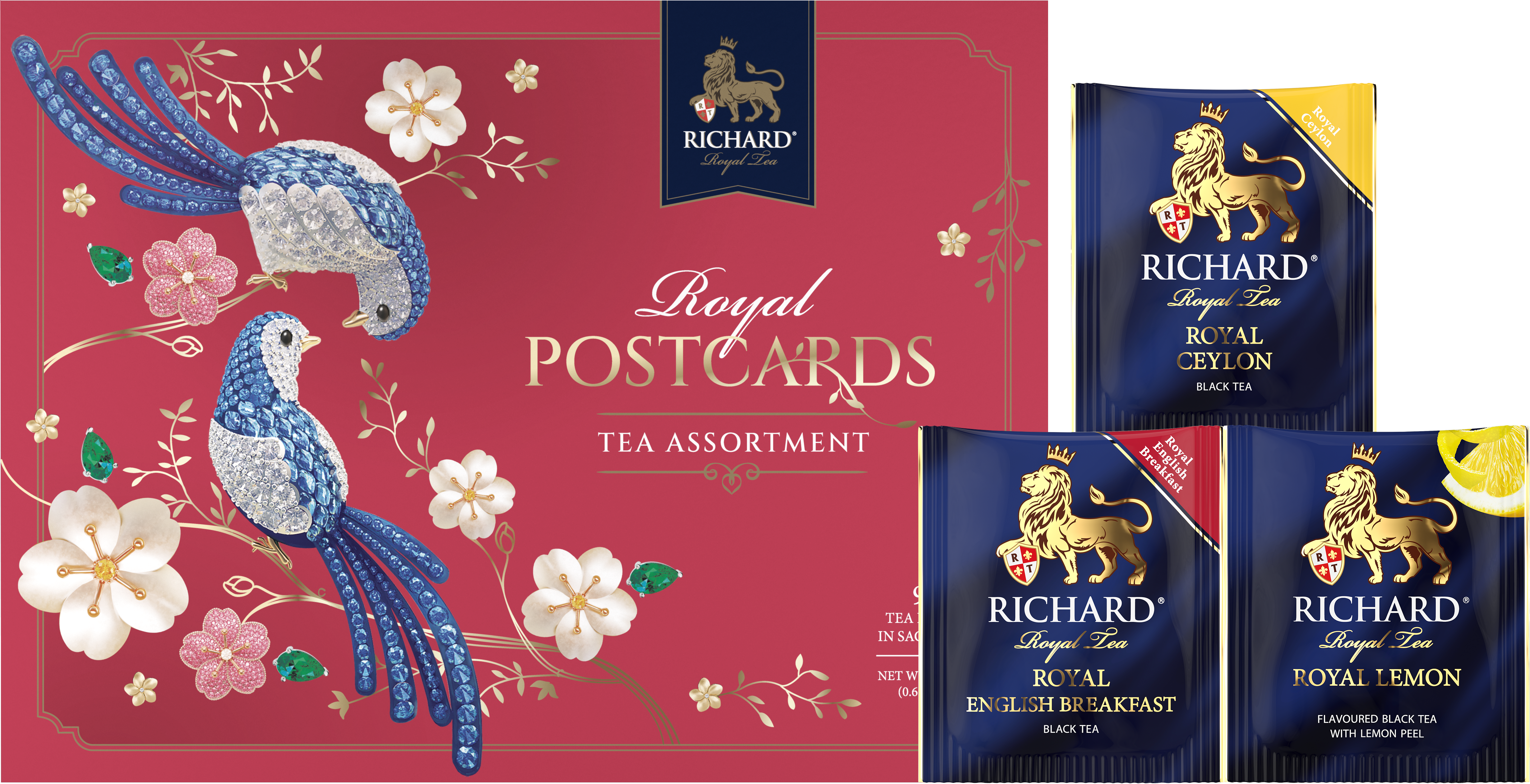 Richard ROYAL POSTCARDS TEA ASSORTMENT SPRING RED - Kombinacija čajeva, 17.1g
