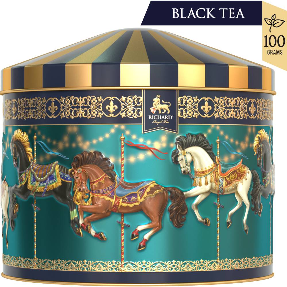 RICHARD Royal Merry-GO-ROUND - Crni čaj, 100g rinfuz, GREEN metalna kutija
