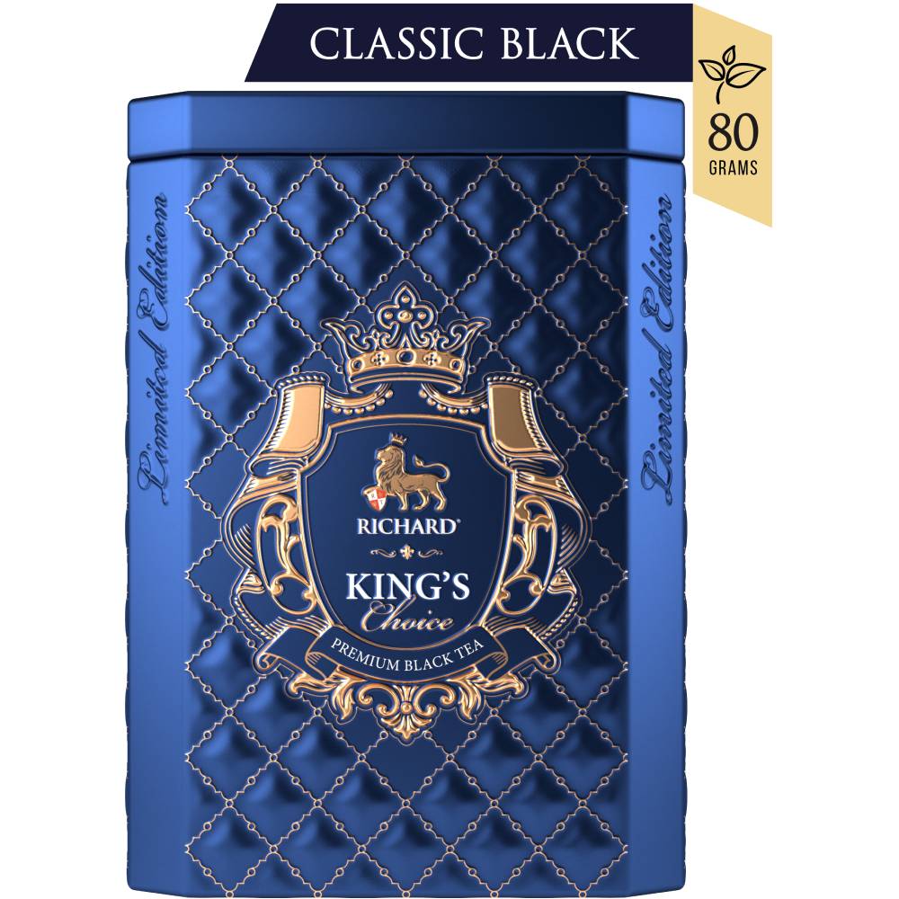 RICHARD KING'S & QUEEN'S CHOICE - Crni kenijski čaj, 80g rinfuz, KING metalna kutija