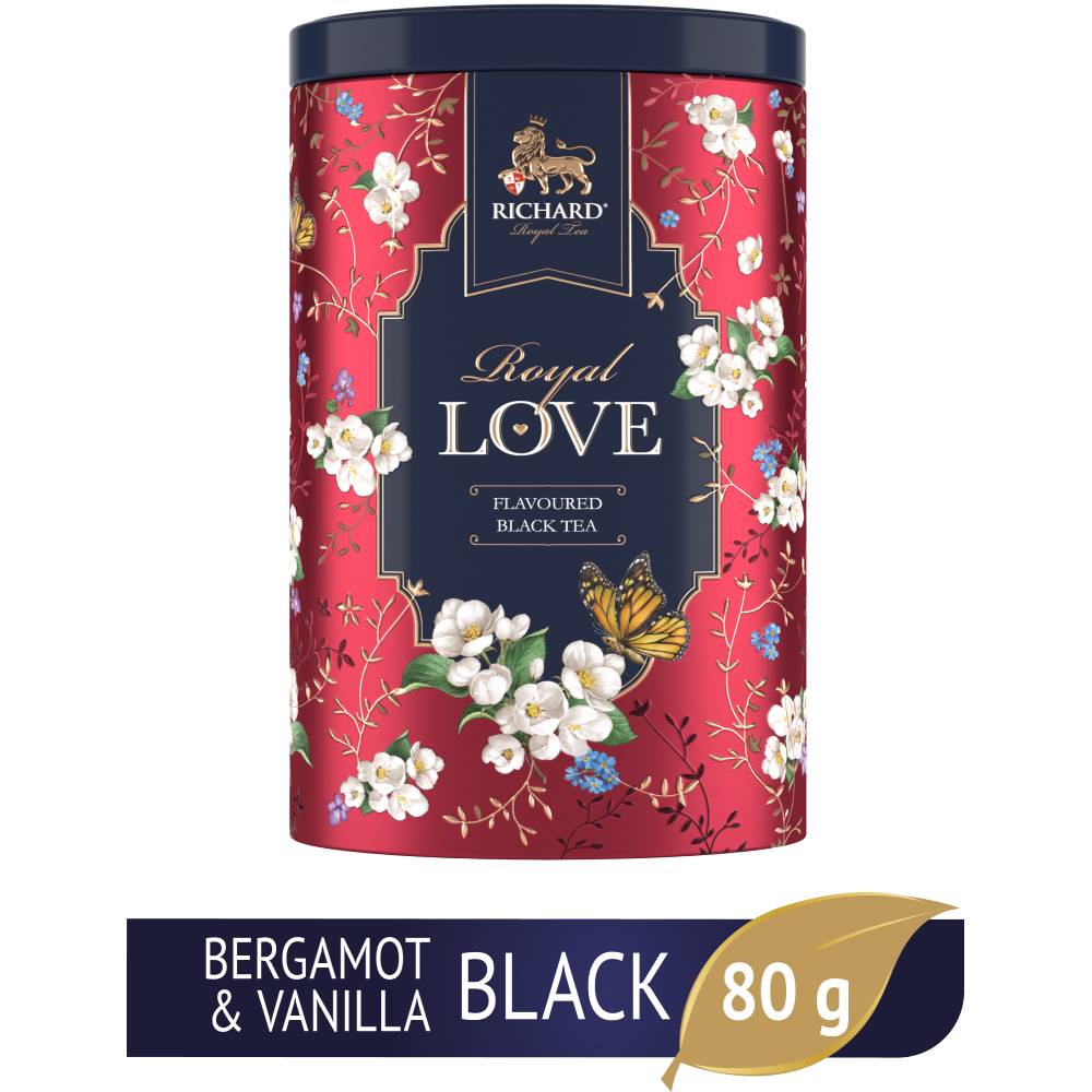 RICHARD ROYAL LOVE - Crni cejlonski čaj sa bergamotom, narandžom i vanilom, 80g rinfuz, RED metalna kutija