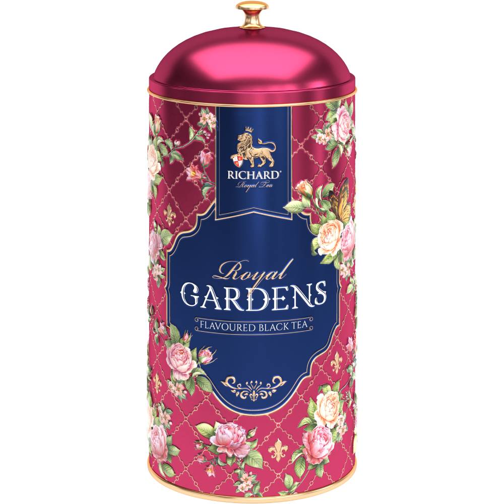 RICHARD Royal Gardens - Crni čaj sa aromom pitaje i laticama cveća, 80g rinfuz, RED metalna kutija